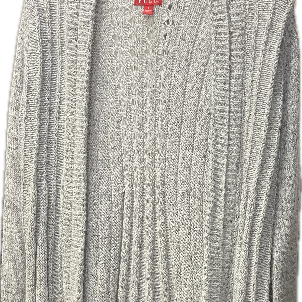 Elle Textured Gray Knit Sweater